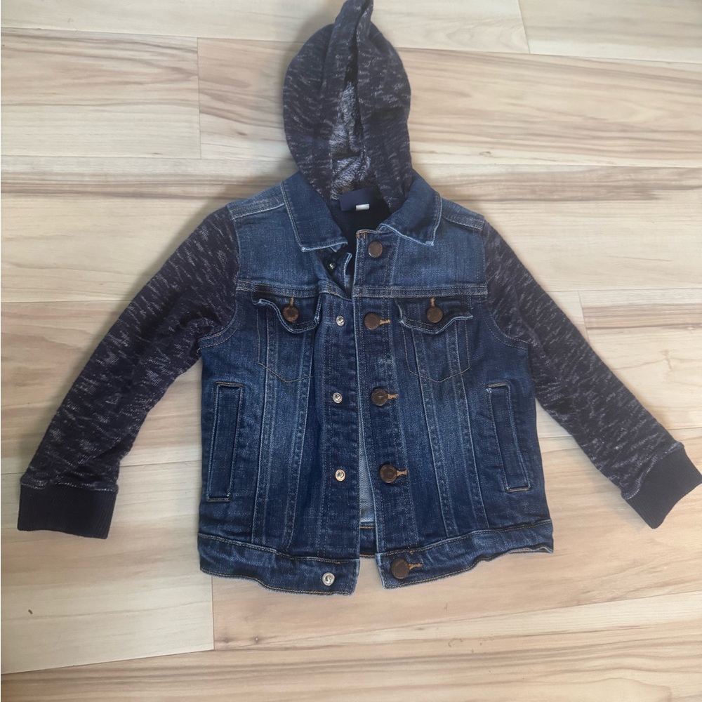 Kids Denim and Black Hooded Jacket
